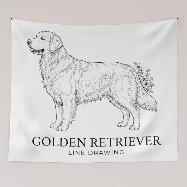 Item preview, Golden Retriever Line Drawing designed and sold by zoughlal.
