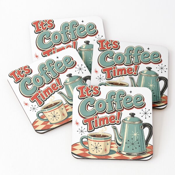 Item preview, 1950s Retro Coffee Time Vintage Kettle & Coffee Mug Kitchen Design designed and sold by Fabrifrank.