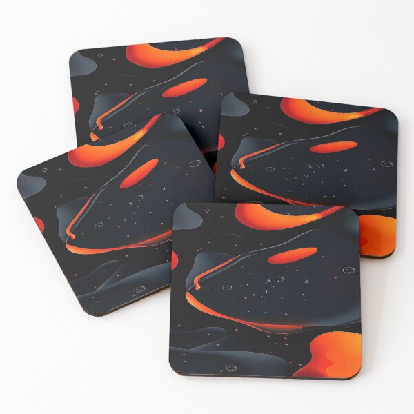 Item preview, The Ballet of Cosmic Magma, 3D Abstract Lava - Black and Orange Organic Magma Shapes with Bubbles designed and sold by RAYBIL.