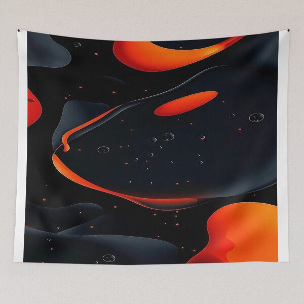 Item preview, The Ballet of Cosmic Magma, 3D Abstract Lava - Black and Orange Organic Magma Shapes with Bubbles designed and sold by RAYBIL.