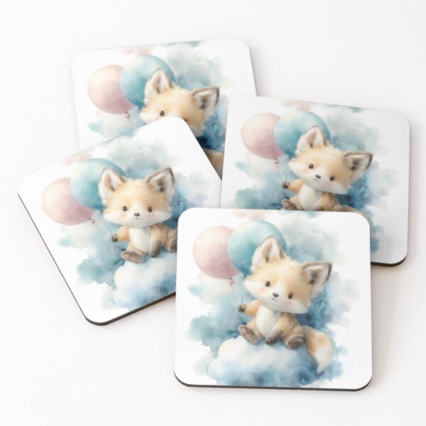 Item preview, Baby Fox with Balloons on a Cloud designed and sold by RossignolStudio.