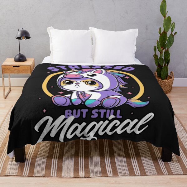 Item preview, Stressed But Still Magical Cute Unicorn Cat designed and sold by INKRebelGraphic.