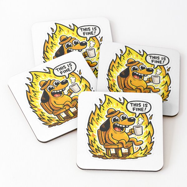 Item preview, Funny Dog Drinking Coffee This Is Fine Meme designed and sold by inamosone.