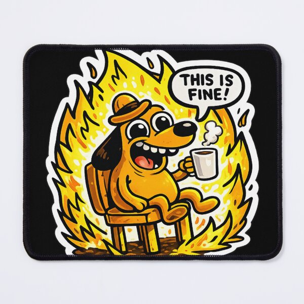Item preview, Funny Dog Drinking Coffee This Is Fine Meme designed and sold by inamosone.
