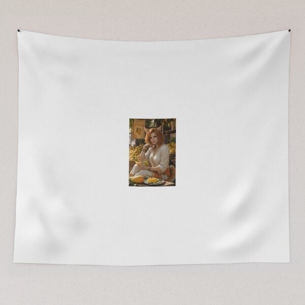 Item preview, Orange Cat Girl with Mango at Market designed and sold by CathryneDelamort.