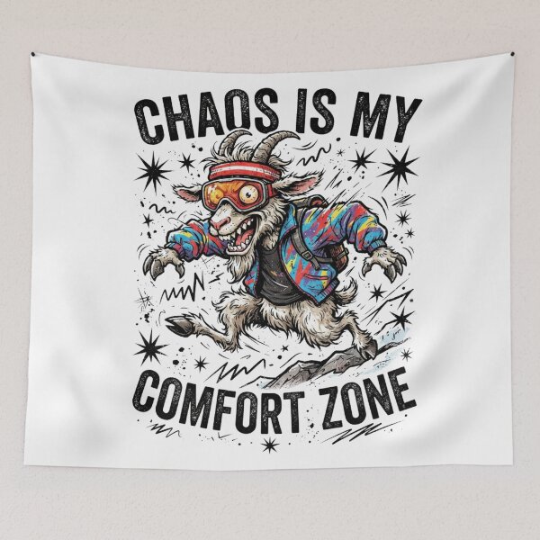 Item preview, Chaos Is My Comfort Zone Funny Mountain Goat designed and sold by yanderedev.