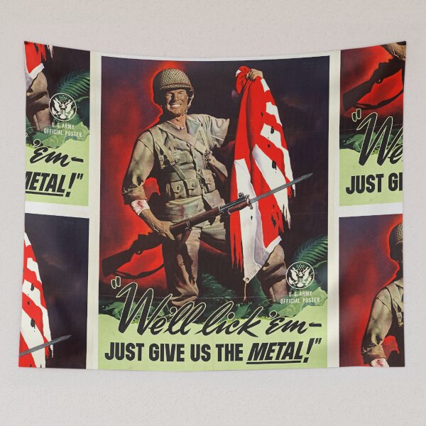 Item preview, Vintage WWII US Army Poster | Collect Metal for Munitions | Patriotic Soldier with Rifle &  Flag | Wartime Propaganda Art designed and sold by artofuniverse.