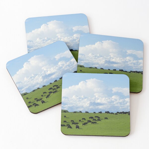 Item preview, Angus Cattle Graze on the Green Flint Hills with Storm Clouds Billowing against the backdrop of Blue Skies designed and sold by South 500 Photography.