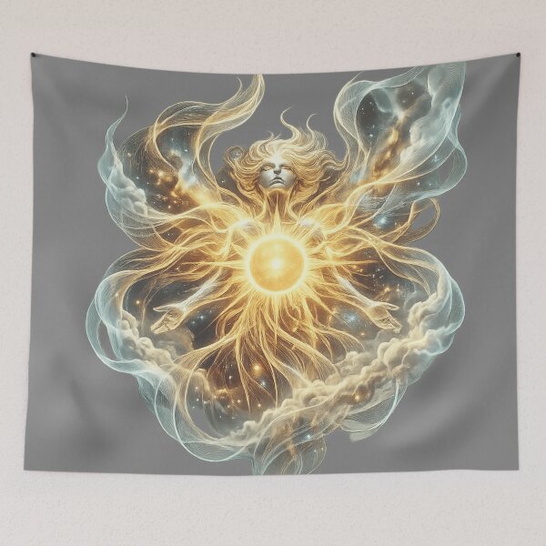 Item preview, Radiant Solar Goddess | Ethereal Cosmic Energy Artwork | Dreamy Fantasy Celestial Illustration designed and sold by designbyuzi.