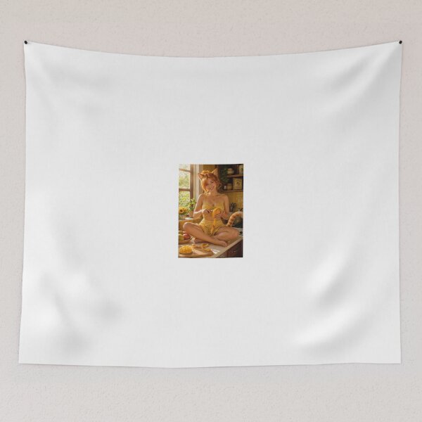 Item preview, Fox Girl Slicing a Mango in Sunny Kitchen designed and sold by CathryneDelamort.