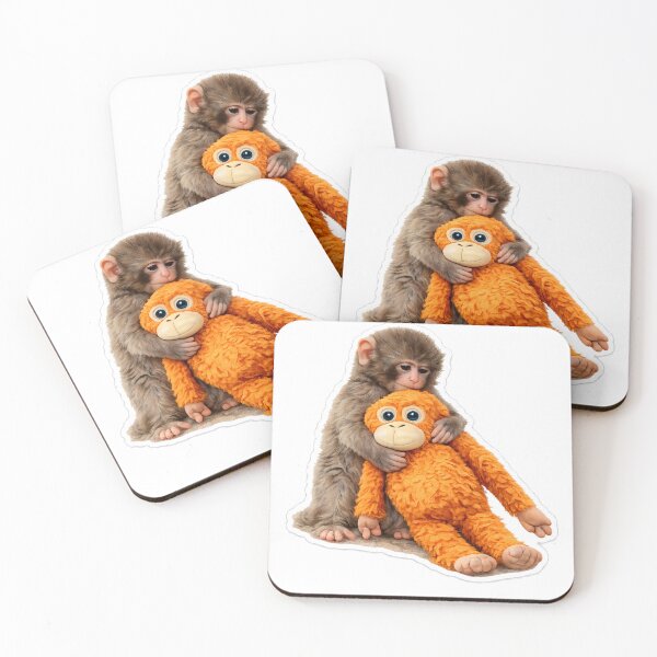 Item preview, Cute Monkey Hugging Plush Toy Sticker | Emotional Animal Art | Punch Monkey Inspired designed and sold by TheAllInStore.