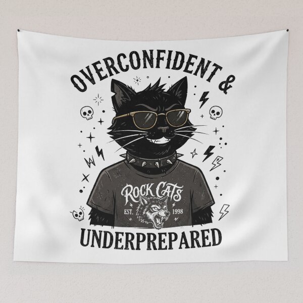 Item preview, Overconfident & Underprepared Funny Black Cat designed and sold by yanderedev.
