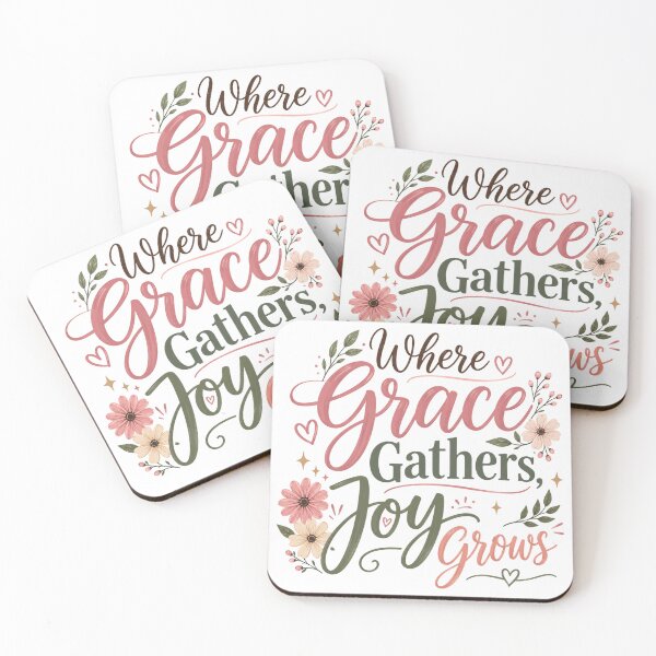 Item preview, Where Grace Gathers, Joy Grows Christian Floral Inspirational Quote, Faith-Based Typography Design designed and sold by Jas-Mine Croche & More LLC.