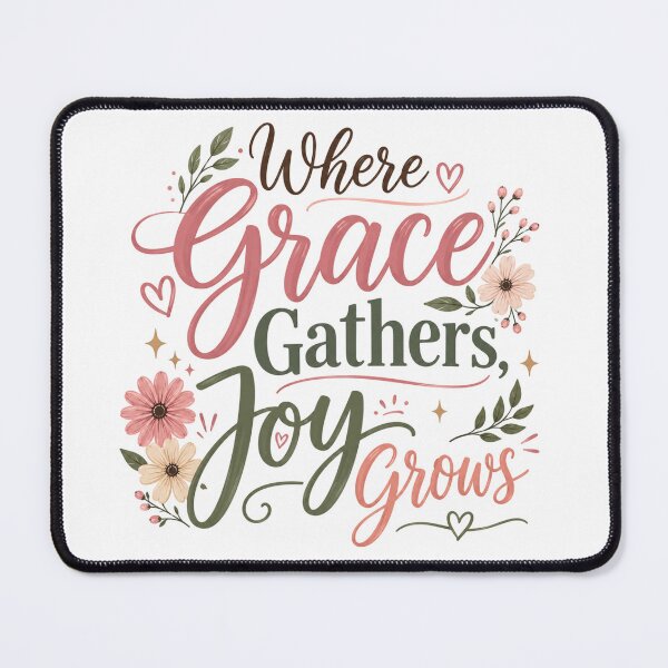 Item preview, Where Grace Gathers, Joy Grows Christian Floral Inspirational Quote, Faith-Based Typography Design designed and sold by Jas-Mine Croche & More LLC.