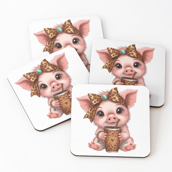 Item preview, Cute Baby Piglet Leopard Coffee Art designed and sold by Oddifys.