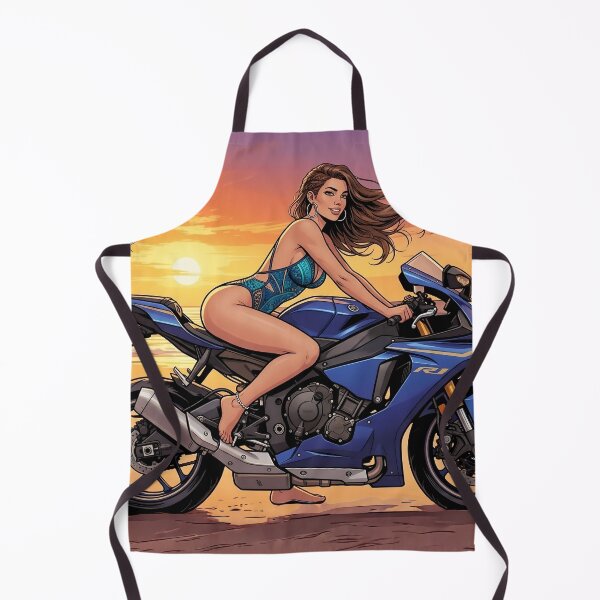 Item preview, Beautiful woman on a sports motorcycle on the beach designed and sold by javierparra.