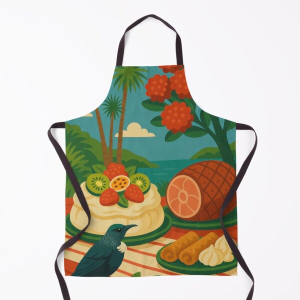 Item preview, Kiwi Christmas Feast — Pavlova, Ham, and Tui in a Sunny New Zealand Scene designed and sold by kornkobart.