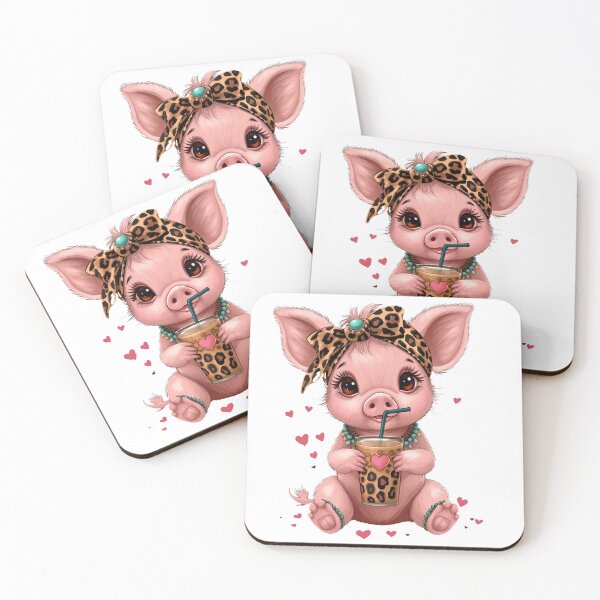 Item preview, Cute Leopard Piglet Coffee Turquoise Art designed and sold by Oddifys.