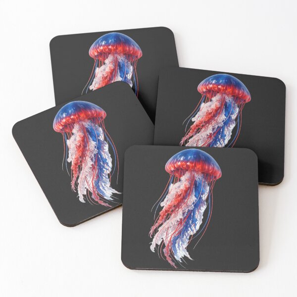 Item preview, Colorful Red White and Blue Jellyfish designed and sold by shorethings.