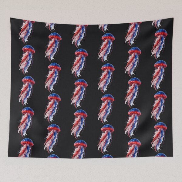 Item preview, Colorful Red White and Blue Jellyfish designed and sold by shorethings.