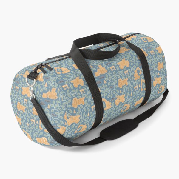 Item preview, Construction Trucks Pattern with Botanical Leaves Hand Painted Dusty Blue designed and sold by MaddaMom.