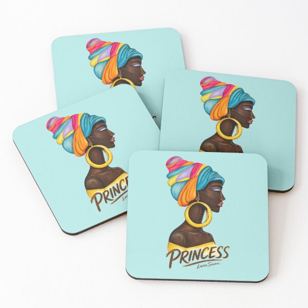 Item preview, PRINCESS | Black Woman Portrait | Blue Background | Lana Swan designed and sold by BlueberrySwan.