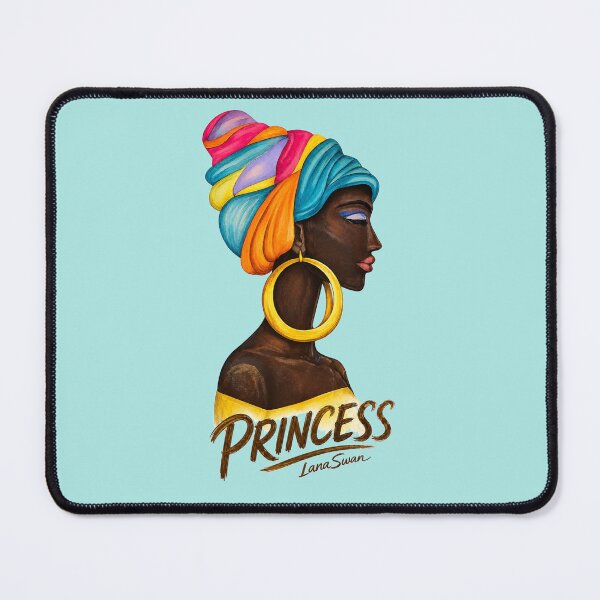 Item preview, PRINCESS | Black Woman Portrait | Blue Background | Lana Swan designed and sold by BlueberrySwan.