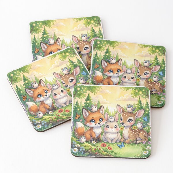 Item preview, Cute Woodland Friends – Fox, Bunny & Deer Fantasy Forest Illustration | Kawaii Nature Animal Art designed and sold by DervoTeck2767.