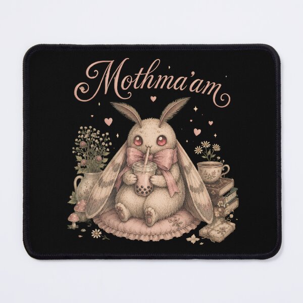 Item preview, Mothma'am — Kawaii Boba Tea Mothman & Cozy Cottagecore Cryptid designed and sold by BumbleBloom7.