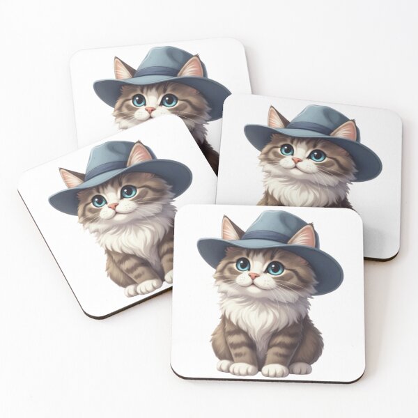 Item preview, Cute Cat Wearing Blue Fedora Hat designed and sold by PrintforDesign.