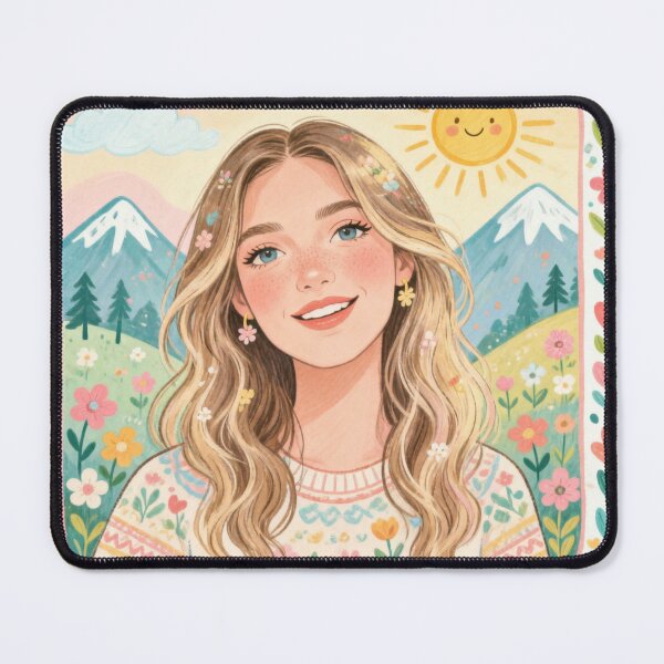 Item preview, Cute Floral Girl Portrait – Whimsical Mountain Meadow Wall Art designed and sold by Elite Wall Art.