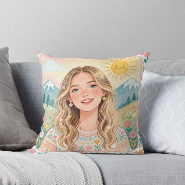 Item preview, Cute Floral Girl Portrait – Whimsical Mountain Meadow Wall Art designed and sold by Elite Wall Art.