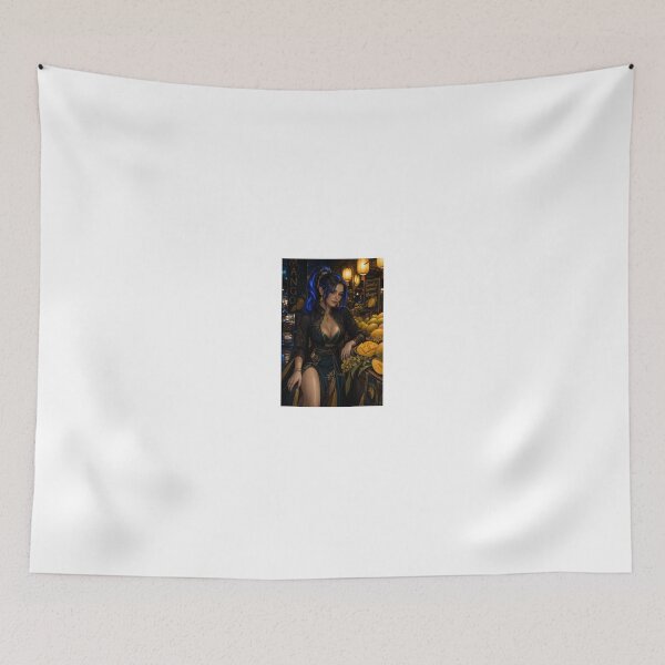 Item preview, Woman in dark gown with mango at night market designed and sold by CathryneDelamort.