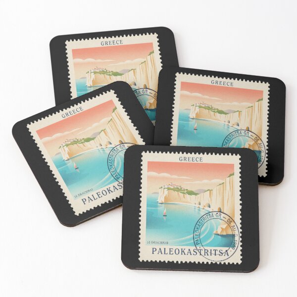 Item preview, Paleokastritsa Corfu Turquoise Bays Cliff Stamp Sticker designed and sold by stickercuffs.