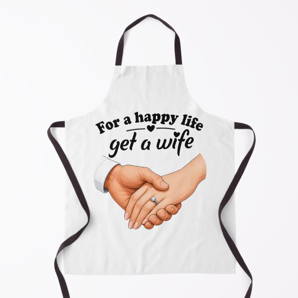 Item preview, For a Happy Life Get a Wife – Romantic Marriage & Love Quote Illustration designed and sold by WordPlayStudio.