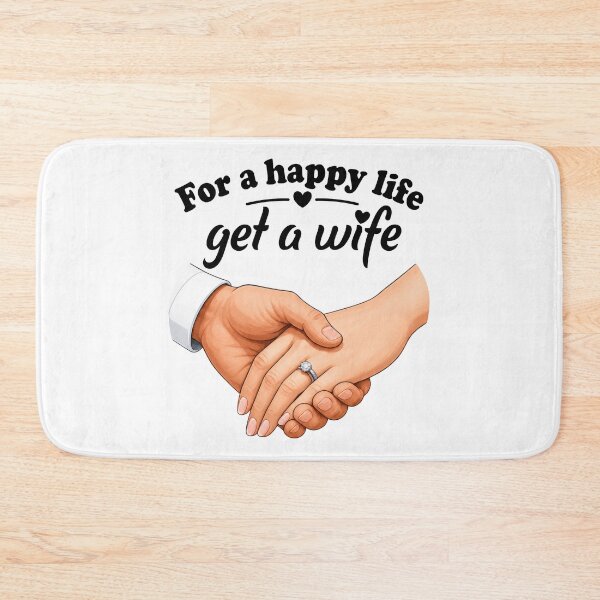Item preview, For a Happy Life Get a Wife – Romantic Marriage & Love Quote Illustration designed and sold by WordPlayStudio.