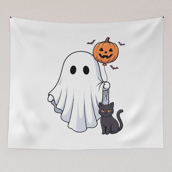 Item preview, Ghost with Pumpkin Balloon designed and sold by pintartipuduran.
