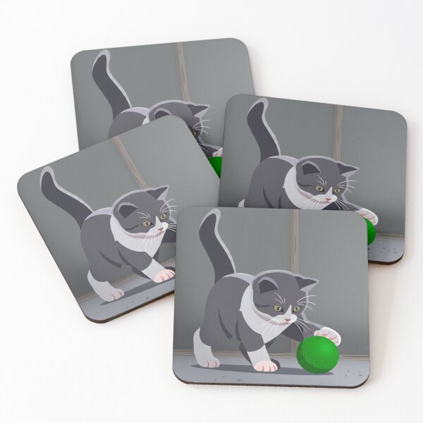 Item preview, Black and white kitten playing with a ball designed and sold by NorthNook.