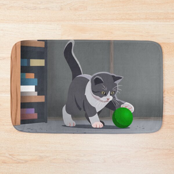 Item preview, Black and white kitten playing with a ball designed and sold by NorthNook.