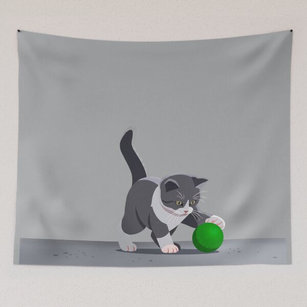 Item preview, Black and white kitten playing with a ball designed and sold by NorthNook.