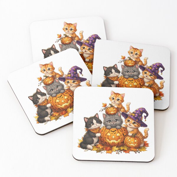 Item preview, Playful Halloween Kittens with Pumpkins designed and sold by pintartipuduran.