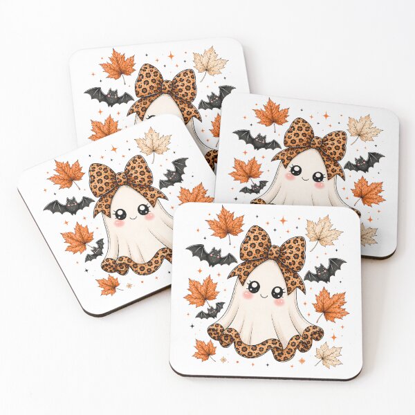 Item preview, Cute Ghost with Leopard Bow designed and sold by pintartipuduran.