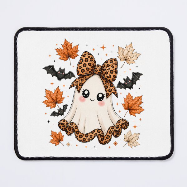 Item preview, Cute Ghost with Leopard Bow designed and sold by pintartipuduran.