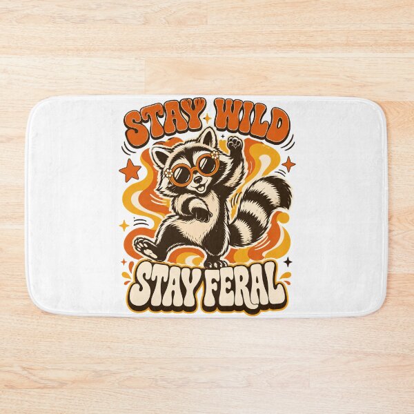 Item preview, Stay Wild Stay Feral — Retro 70s Groovy Dancing Raccoon Trash Panda designed and sold by BumbleBloom7.