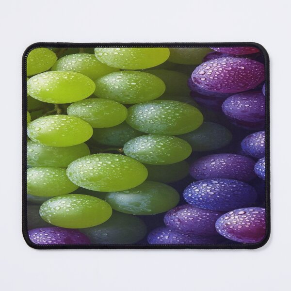 Item preview, The Pearly Freshness of Golden Bunches, Fresh Grapes & Dewdrops - Green and Purple Bunches Macro designed and sold by RAYBIL.