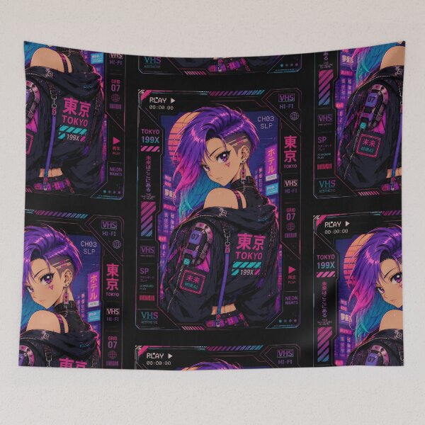 Item preview, Cyberpunk VHS Girl - Retro Anime Aesthetic designed and sold by Apocalyptic Art Studio.