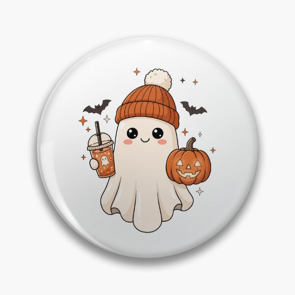Item preview, Cute Ghost with Pumpkin and Drink designed and sold by pintartipuduran.