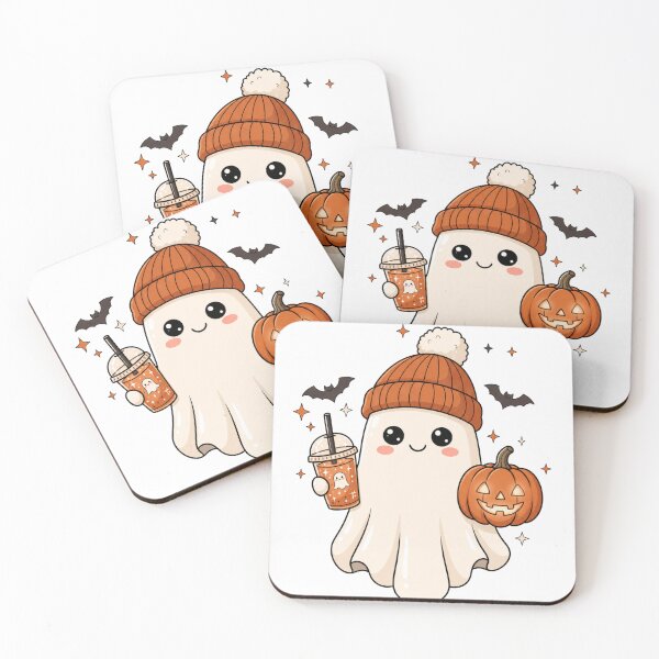 Item preview, Cute Ghost with Pumpkin and Drink designed and sold by pintartipuduran.
