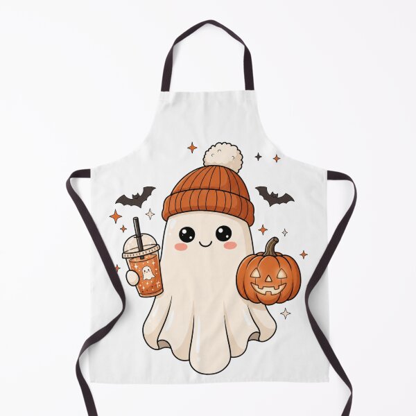 Item preview, Cute Ghost with Pumpkin and Drink designed and sold by pintartipuduran.