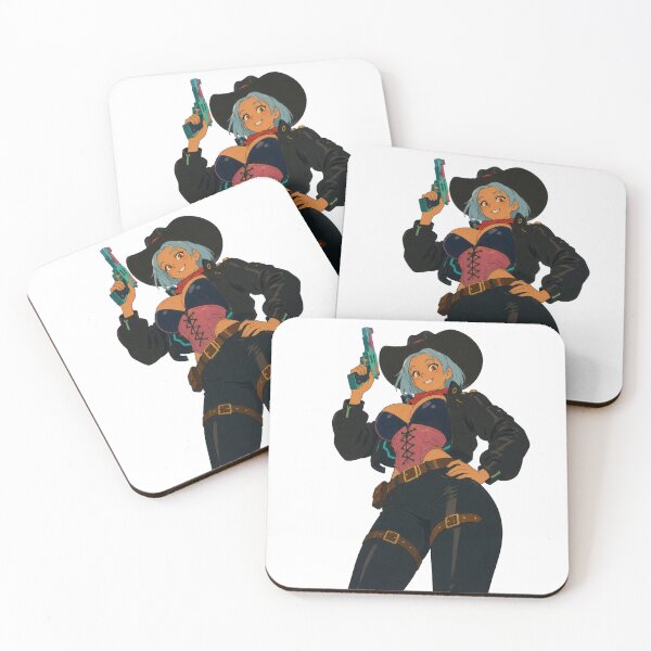 Item preview, Cyber Cowgirl Pin-Up | Original Anime Inspired Western Illustration designed and sold by  Hollow Moon Studios..